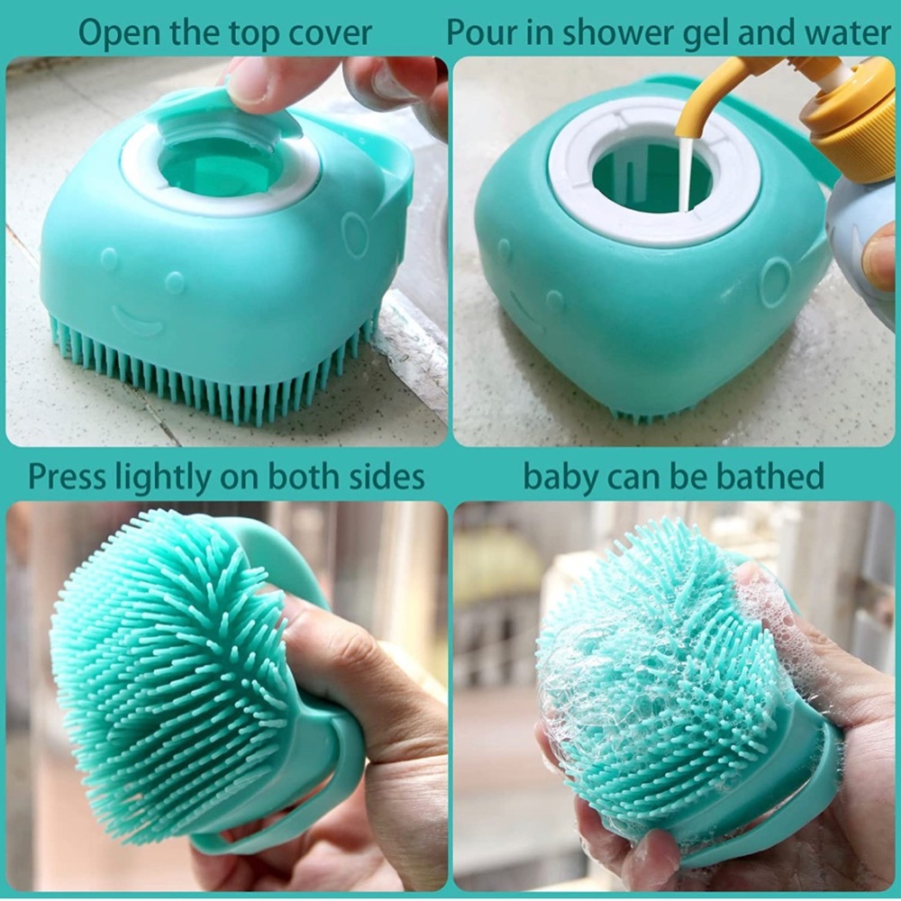 Soft Silicone Dog Brush Pet 
Shampoo Massager Bath Blue